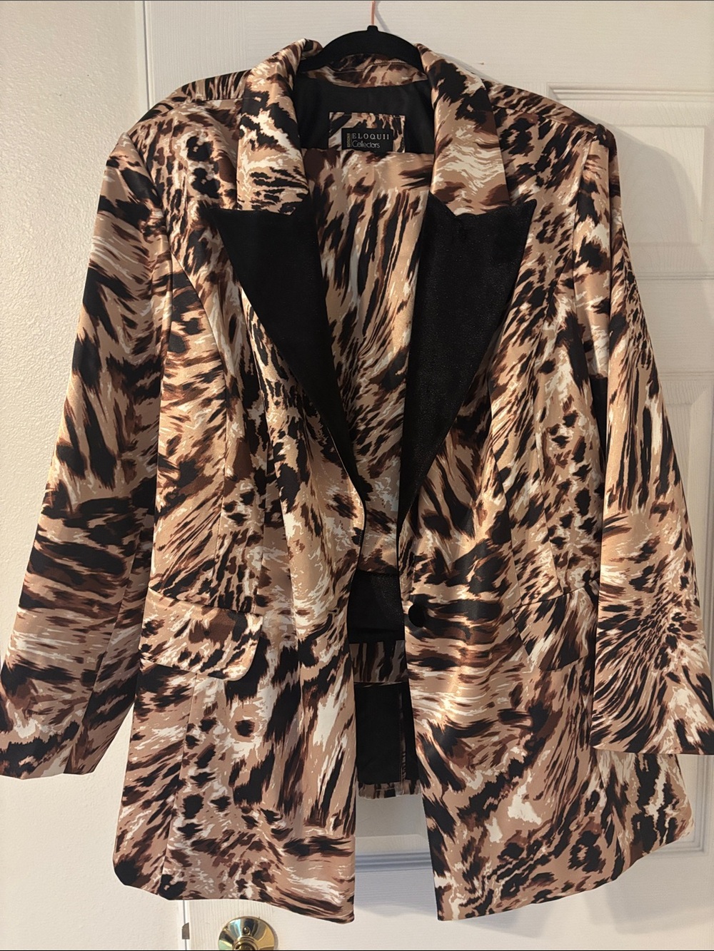🤎 Eloquii Collection Animal Print Blazer & Pant Suit Brown/Black Womens 22 Plus